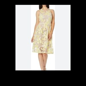Trina Turk Yellow Floral Sheer Dress
